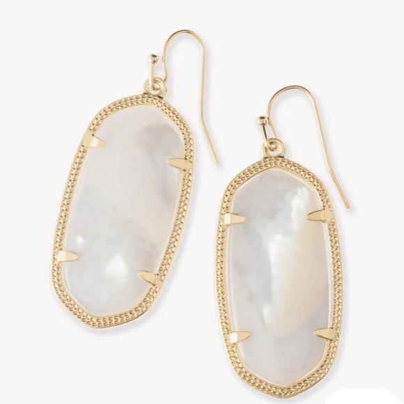 Elle Gold Drop Earrings in Ivory Mother-of-Pearl - Picture 1 of 3